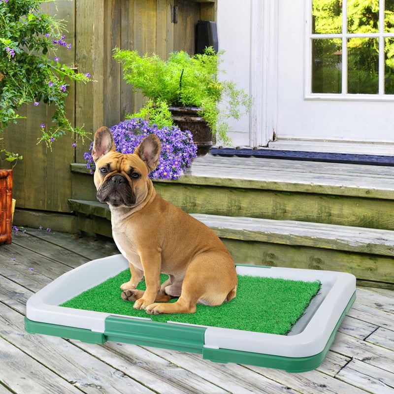 PETMAKER Artificial Grass Pee Pad Set for Dogs (Synthetic Plastic Grass) - Reusable Puppy Essential for Potty Training Small Pets Indoors and Outdoors by PETMAKER (Green) - Image 2